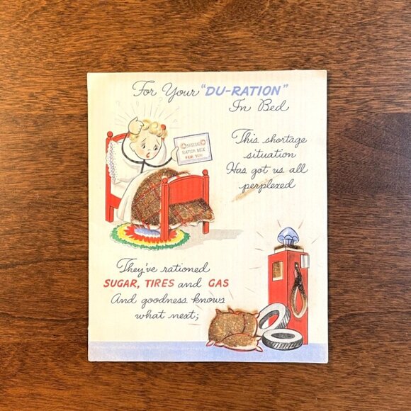 INCREDIBLE WWII Hallmark Card For Child w. Unique Ration Book. - Picture 2 of 8